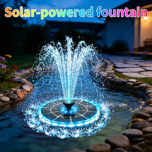 solar floating fountain pump-7 nozzles & color led lights